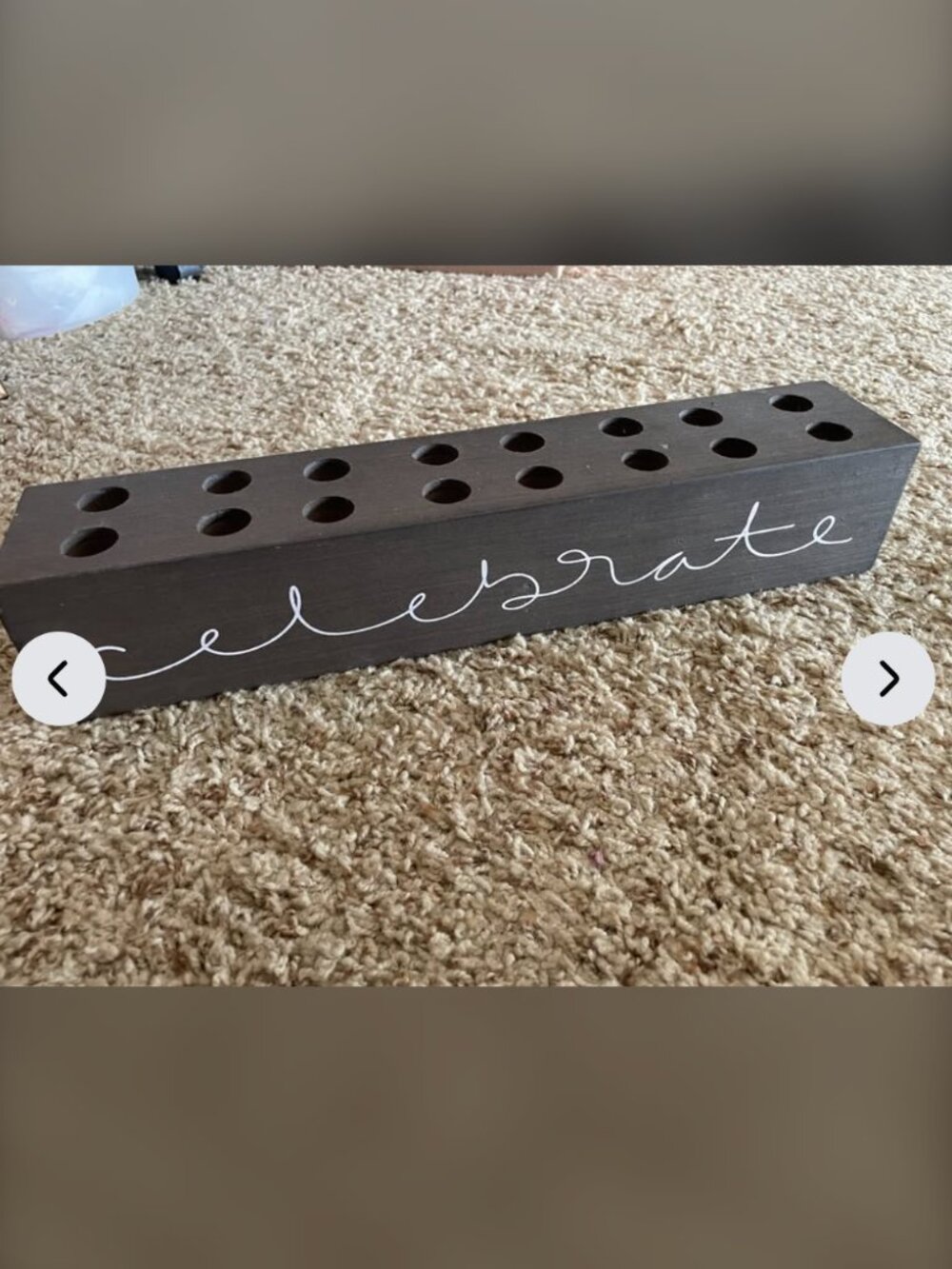 Wooden Block Tabletop Candelabra "CELEBRATE" w/ 16 Candle Holes Home Decor